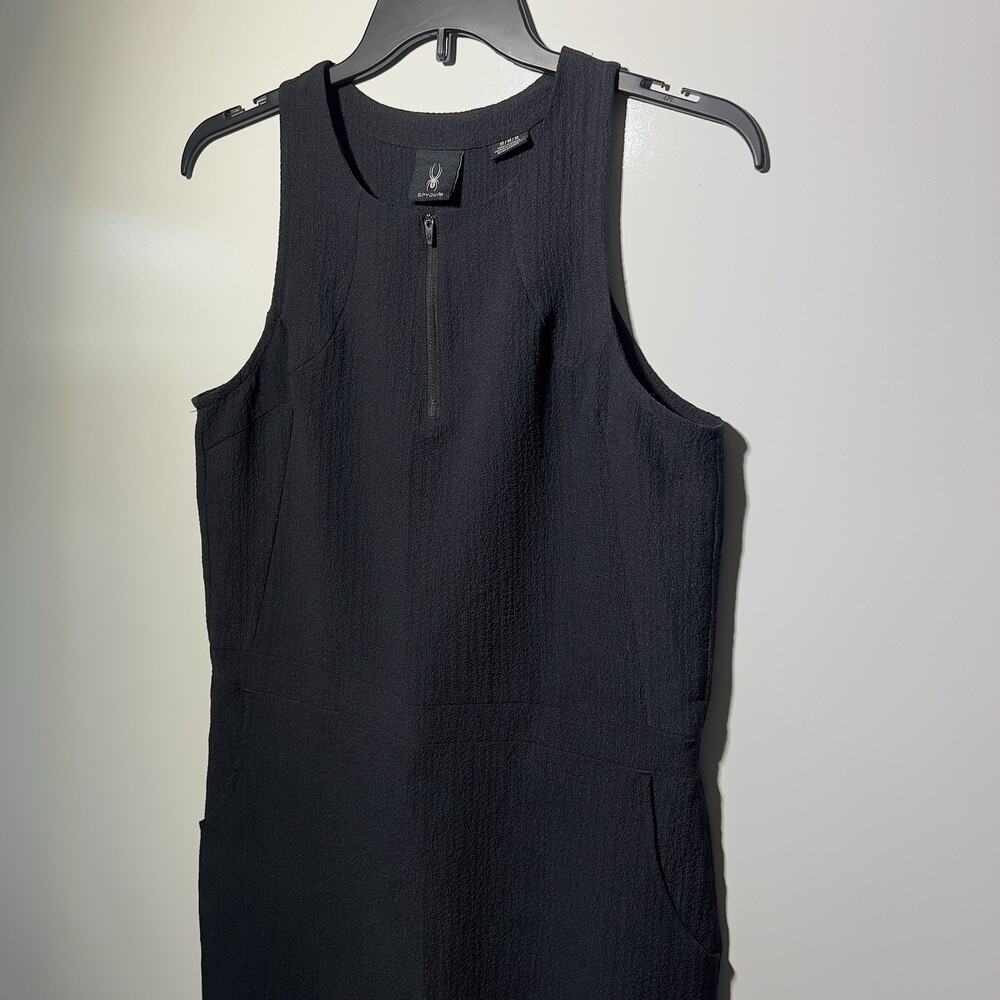 Spyder Women's Black Sleeveless Zip Front Jumpsuit dress w/ Pockets Logo Size M - Picture 2 of 7